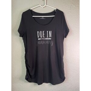 Isabel‎ Maternity Top Due in January Pregnancy Ruched Black Large